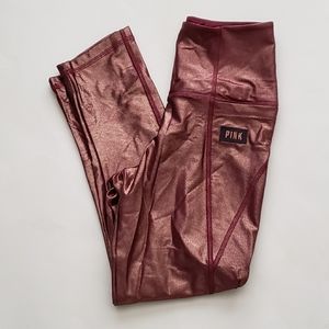 PINK Victoria Secret Metallic Burgundy Sports Legging